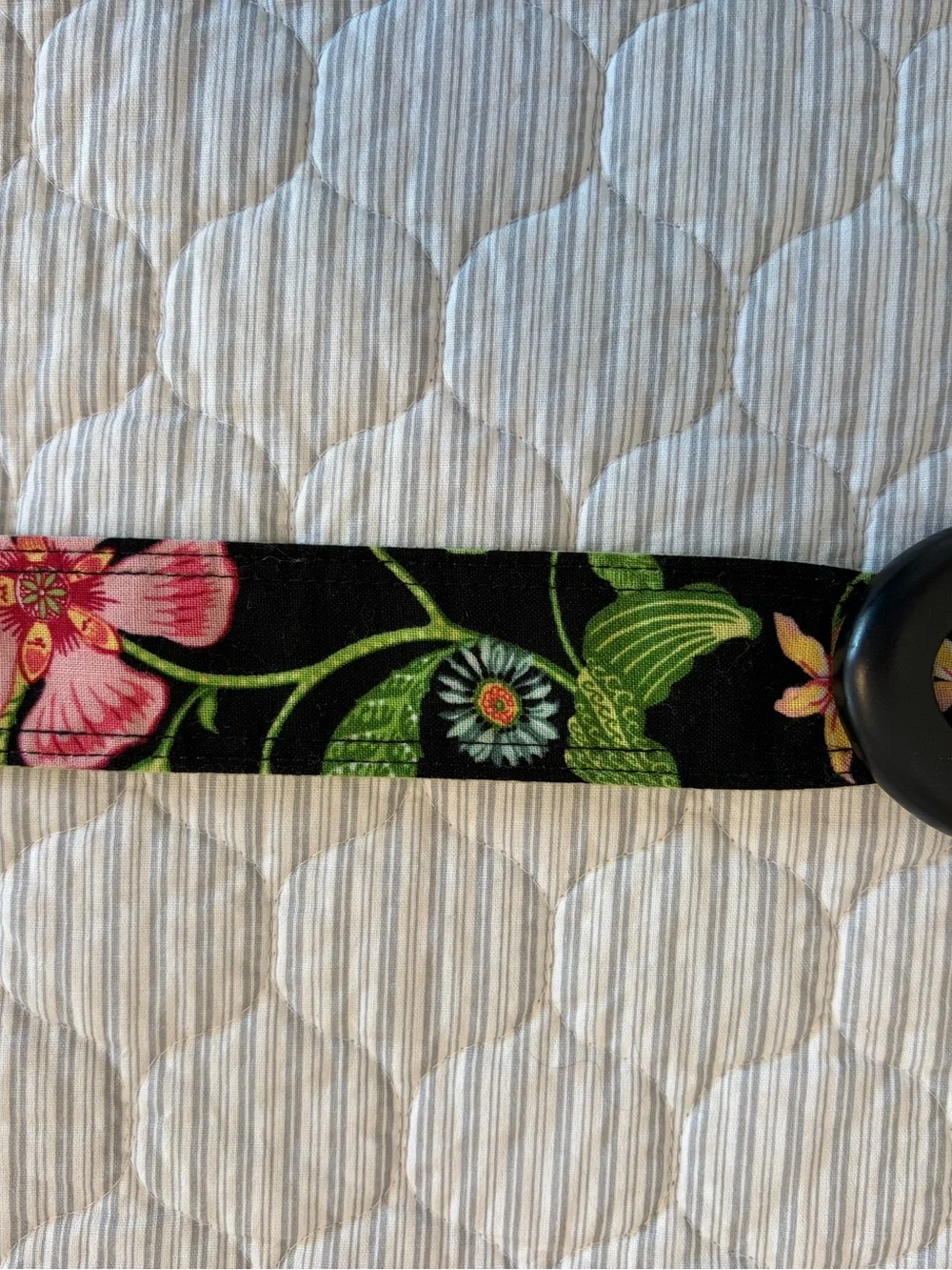 Women’s Black Green Botanical & Geometric fabric belt large